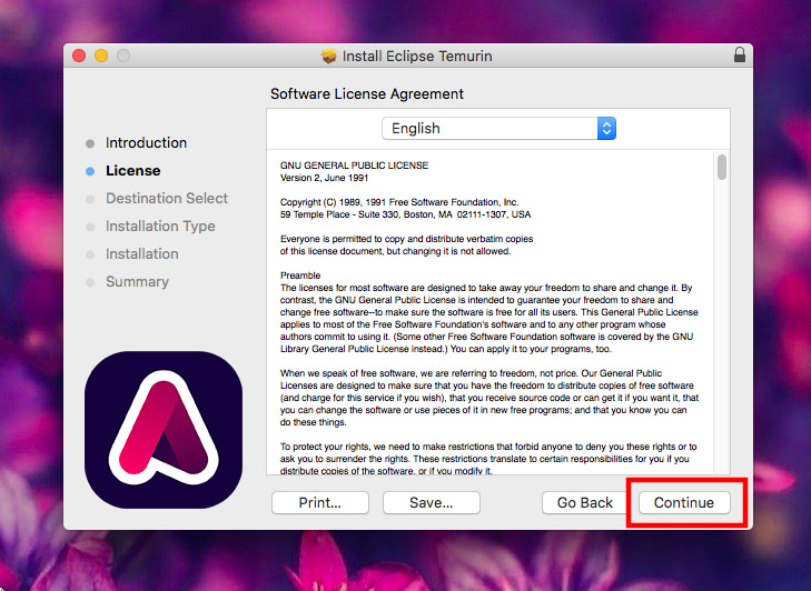 Screenshot of OpenJDK installer