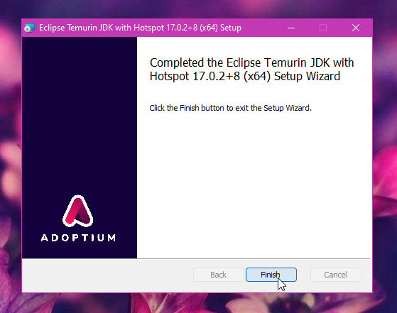Screenshot of OpenJDK installer