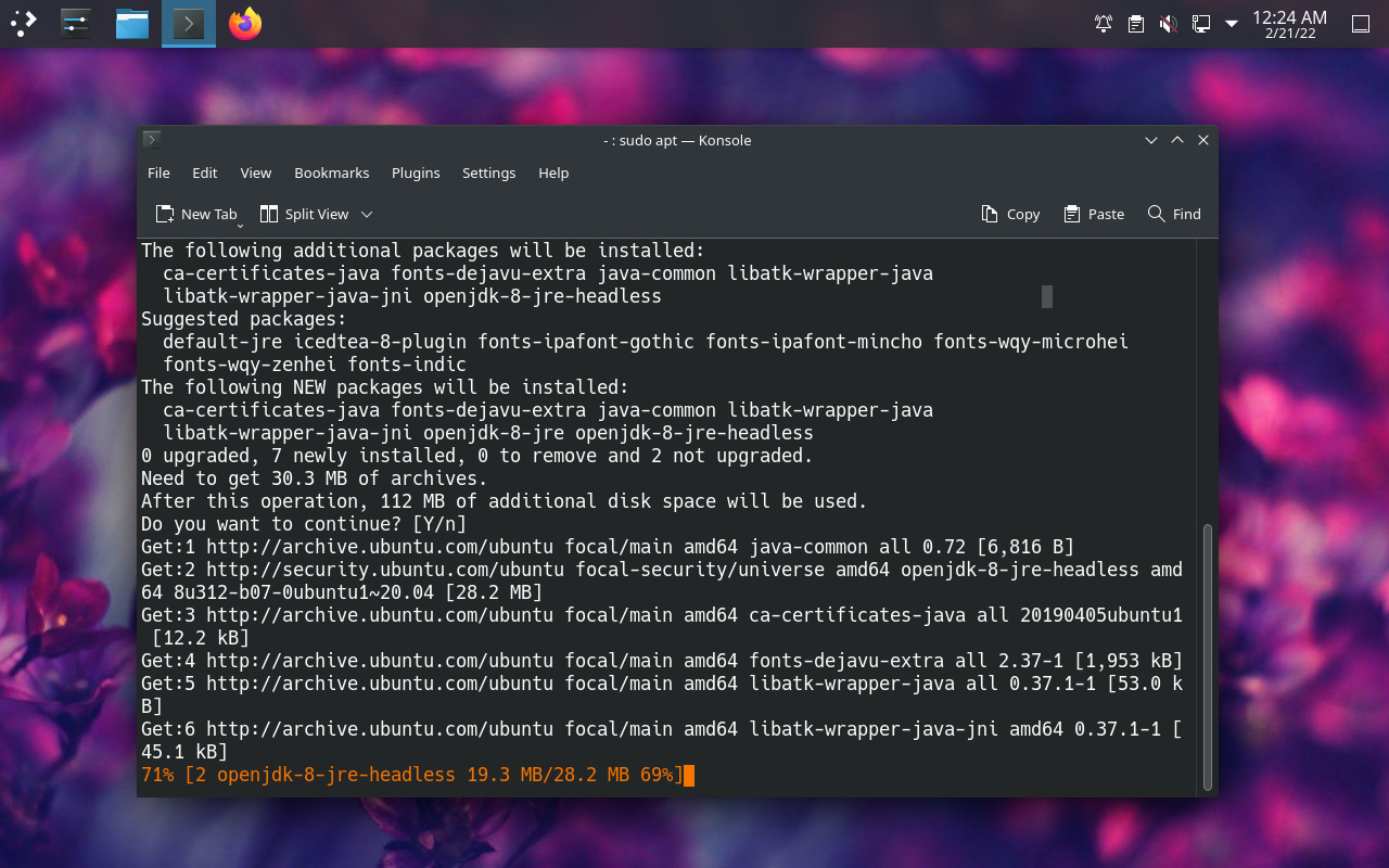 Terminal with install command executed